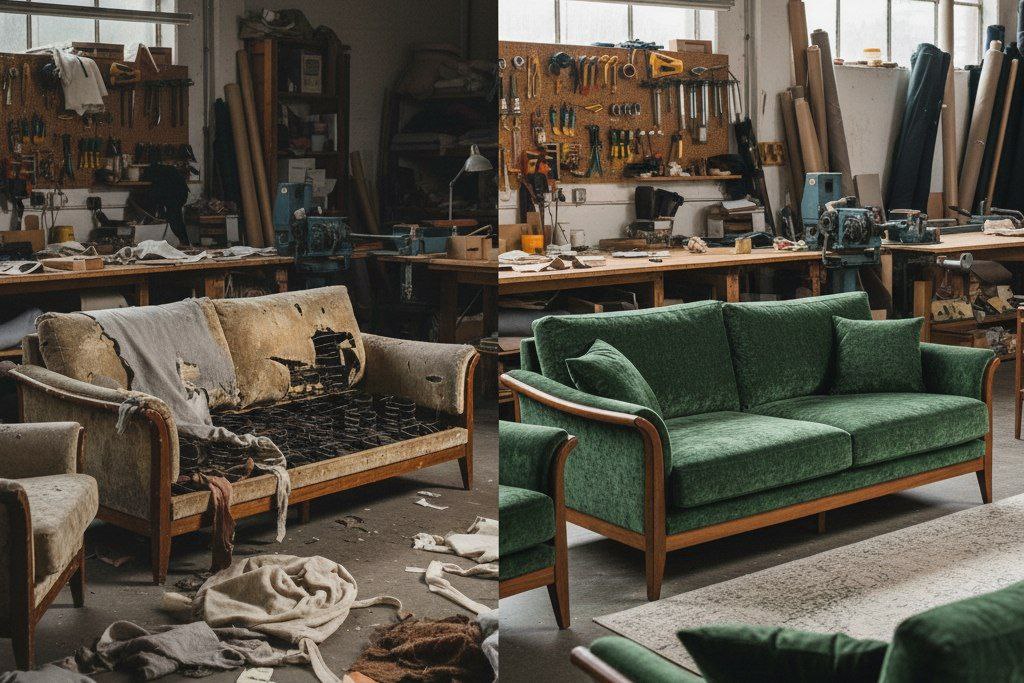 قبل و بعد ساخت مبل راحتی